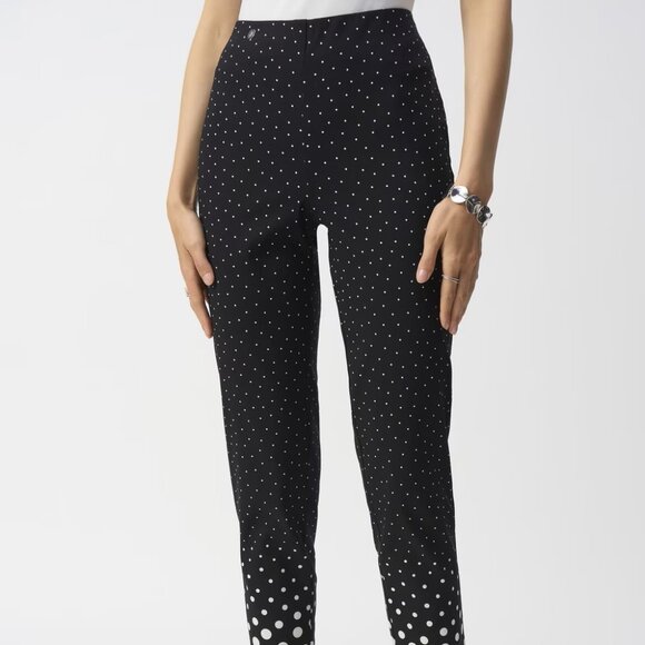 Joseph Ribkoff Cropped Polka Dot Stretch Pull On High Rise Trousers - Picture 2 of 16